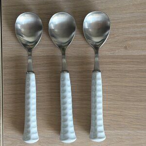Noritake Japan Primastone White Tea Spoons Stainless 18-8 Set of 3 Mid Century